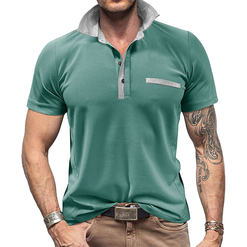 Color-Block Lapel Short Sleeve - Polo Shirt Pique review and price